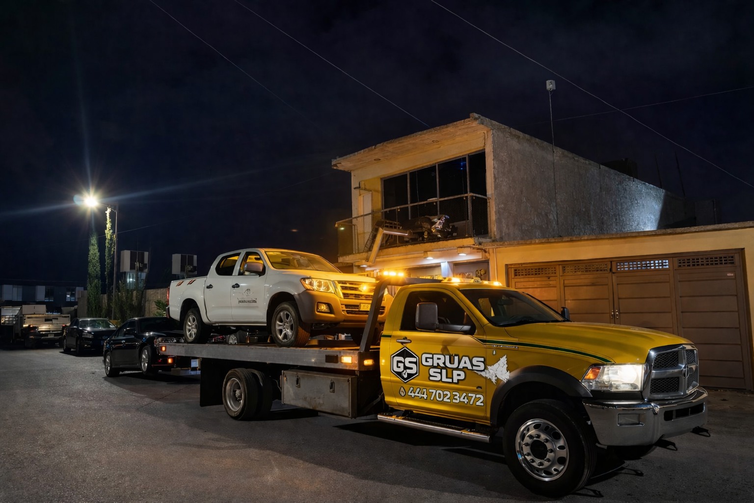 Grúa transportando vehículo